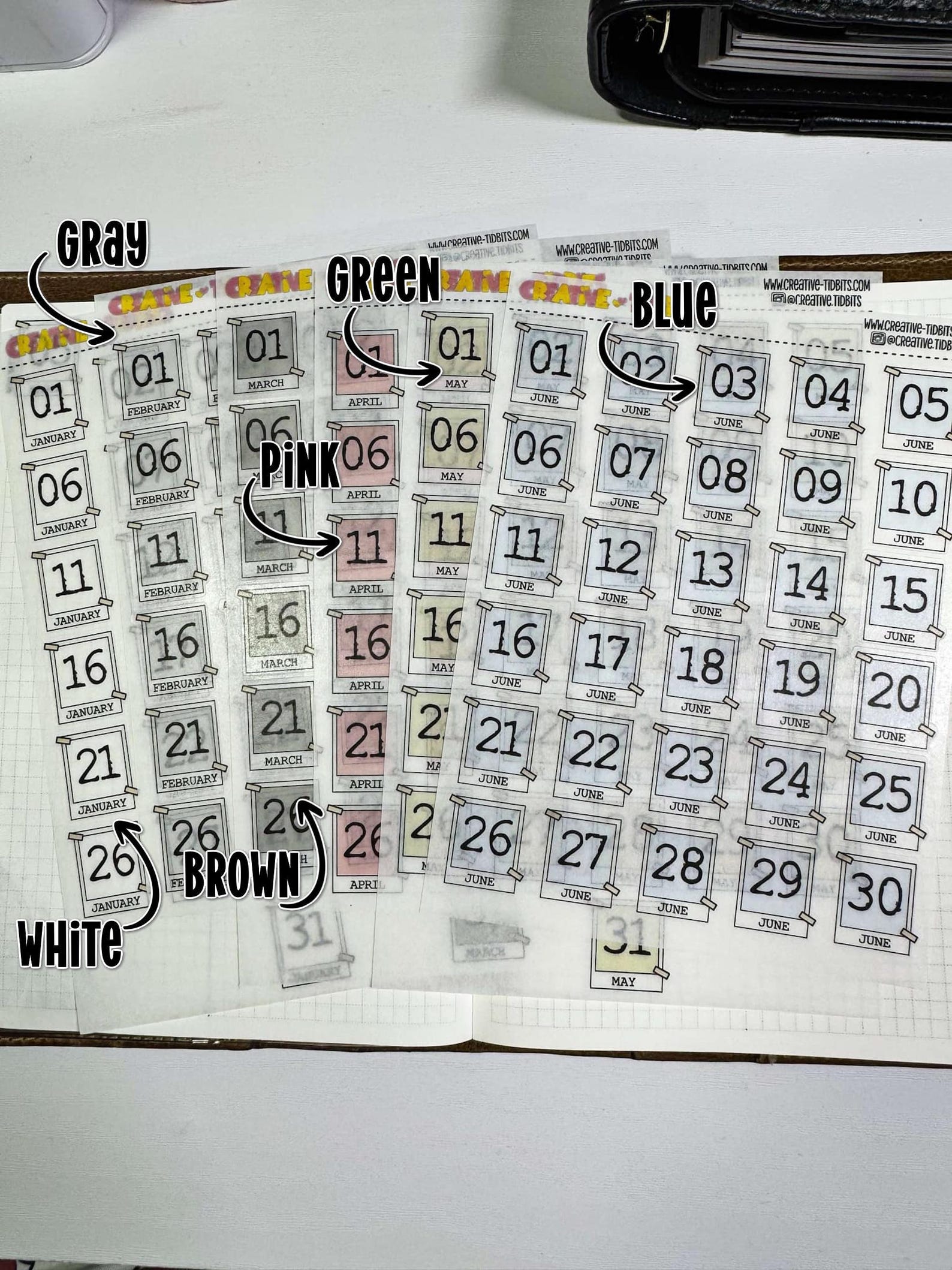 Perpetual Date Stickers for Journals and Planners Printed on Washi ...