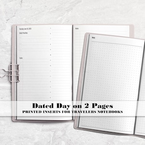 Dated Day on 2 Page Travelers Notebook Insert - Printed Travelers Notebook Insert - TN Insert - Dated Daily - DD0010
