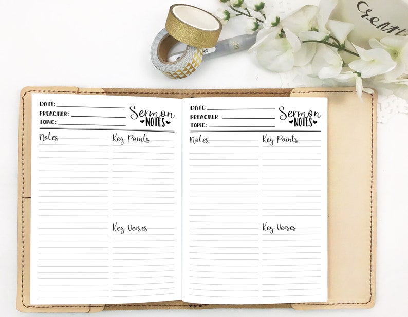 Sermon Notes For Travelers Notebook Printed TN Insert Etsy Sermon Notes For Travelers Notebook Printed TN Insert Etsy