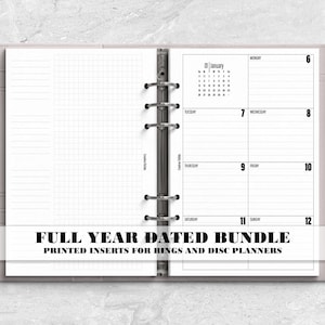 Planificador impreso con meses y semanas, año completo, para agendas de anillas o discos - H-WO2P-0004