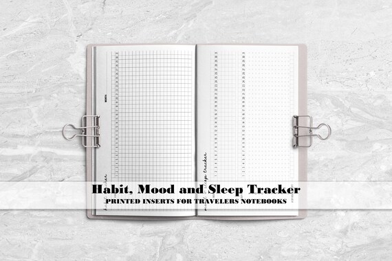 Undated Habit Tracker - Mood - Sleep Tracker - Printed Travelers Notebook Insert