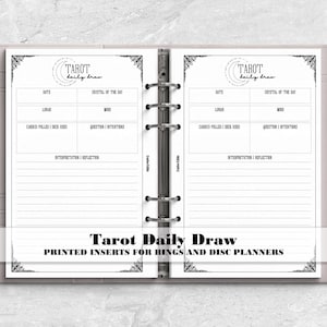 Tarot Daily Draw Journal for Ring and Disc Bound Planners - Printed Planner Insert