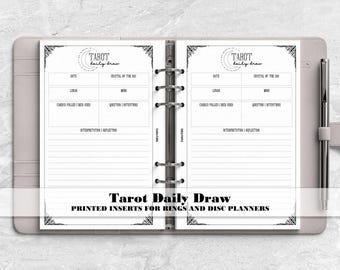 Tarot Daily Draw Journal for Ring and Disc Bound Planners - Printed Planner Insert