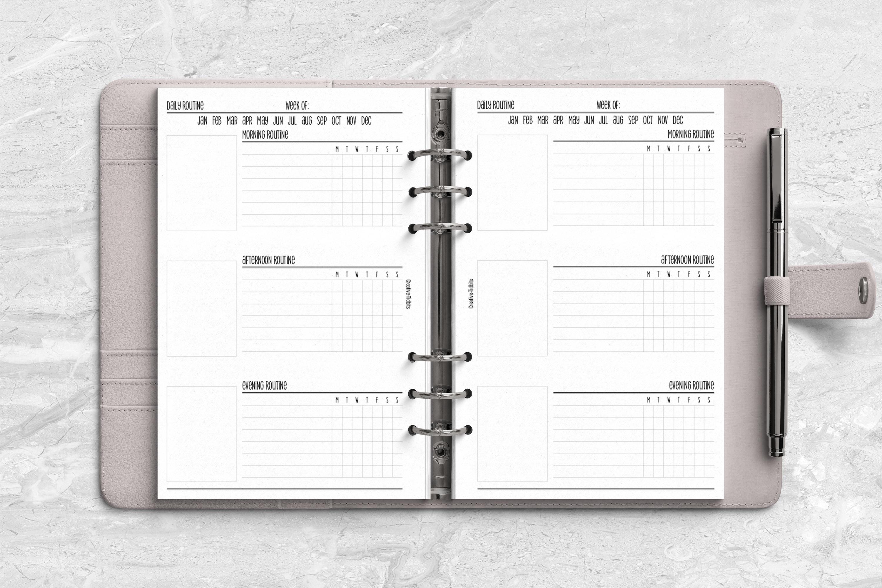 Daily Routine Tracking Insert for Ring and Disc Bound Planner - Printed ...