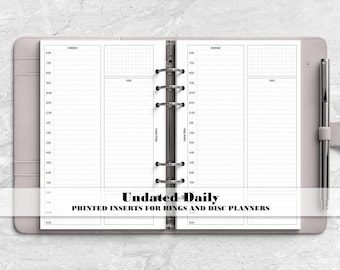 Printed Daily Insert for Ring Planners - Structured Daily - Daily with Schedule and Tasks - UD-0015