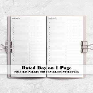 Dated Day on 1 Page Planner Insert - Printed Planner Insert - DD0001