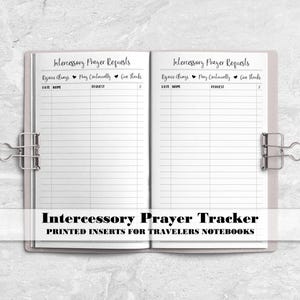 Intercessory Prayer Request List Insert for Travelers Notebook Covers - Printed Insert - PRL0001