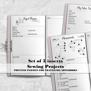 Sewing Project Planner for Travelers Notebook - Printed Travelers Notebook Insert