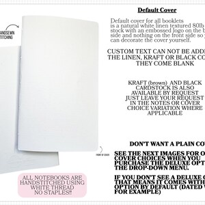 a blank white notebook cover with a plain white texture, available in various sizes and with or without a cover. The cover is blank, allowing for customization of the cover.