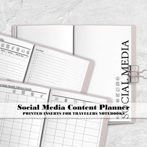 Social Media Content Planner Insert for Travelers Notebook - Printed Premium Travelers Notebook Insert -Marketing - Influencer