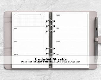 Horizontal Week on 2 Pages Planner Insert - Printed Planner Insert - Disc Planner Insert - Ring Planner Refill - H-0020