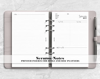 Sermon Notes Insert for Ring and Disc Bound Planners - Printed Planner Insert - SN0003