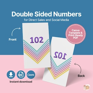 Dubbelzijdig afdrukbare Live Sale-nummertags voor directe verkoop en sociale media Dubbelzijdige nummers Live-nummerkaarten Sale-tags gespiegeld