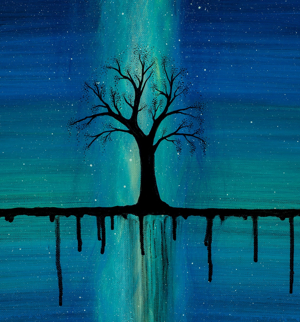 Budding Tree of Hope Painting Celestial Sky Horizon Bright Etsy