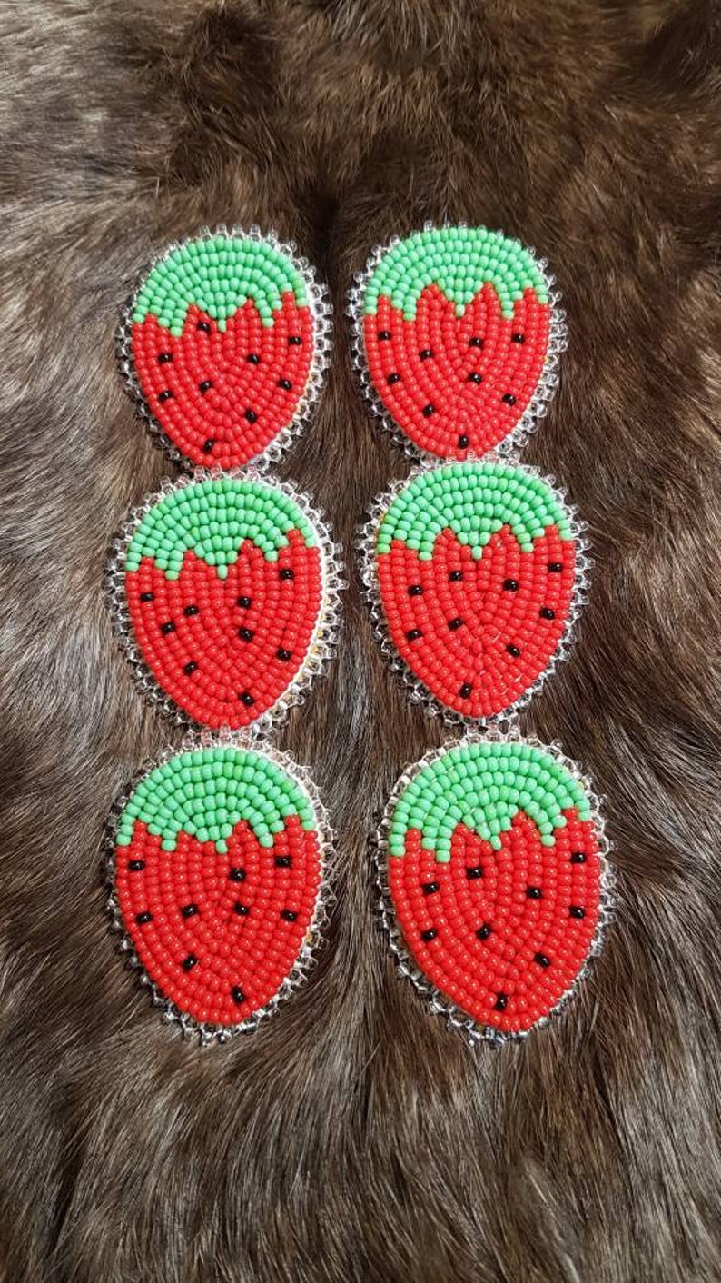 Beaded Strawberry Earrings Hypoallergenic Stainless Steel | Etsy