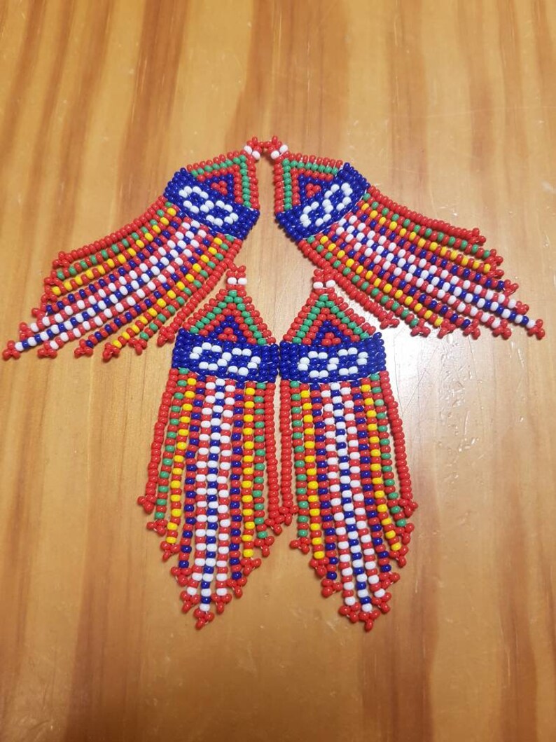 Métis Sash Beaded Earrings Hypoallergenic Stainless Steel Etsy