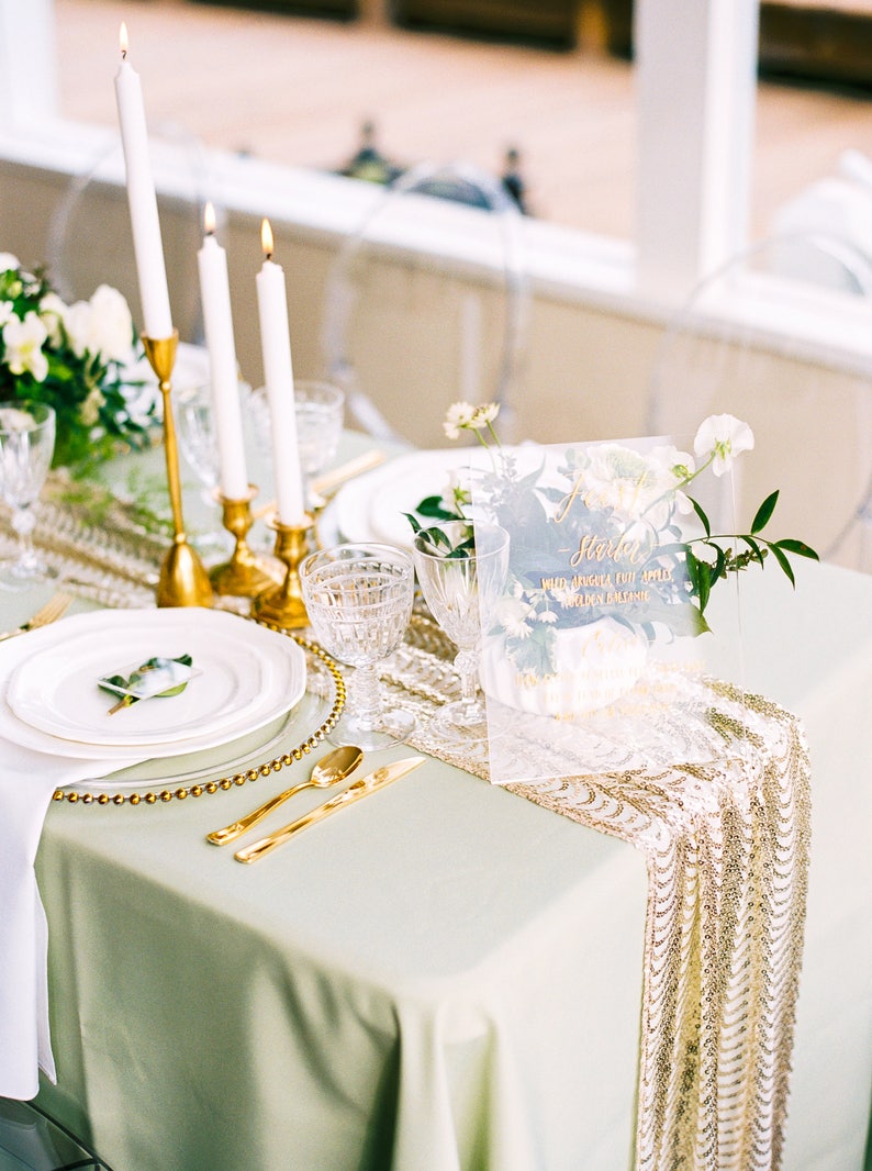 Sequin Table Runner Gold Tablecloth Image 0