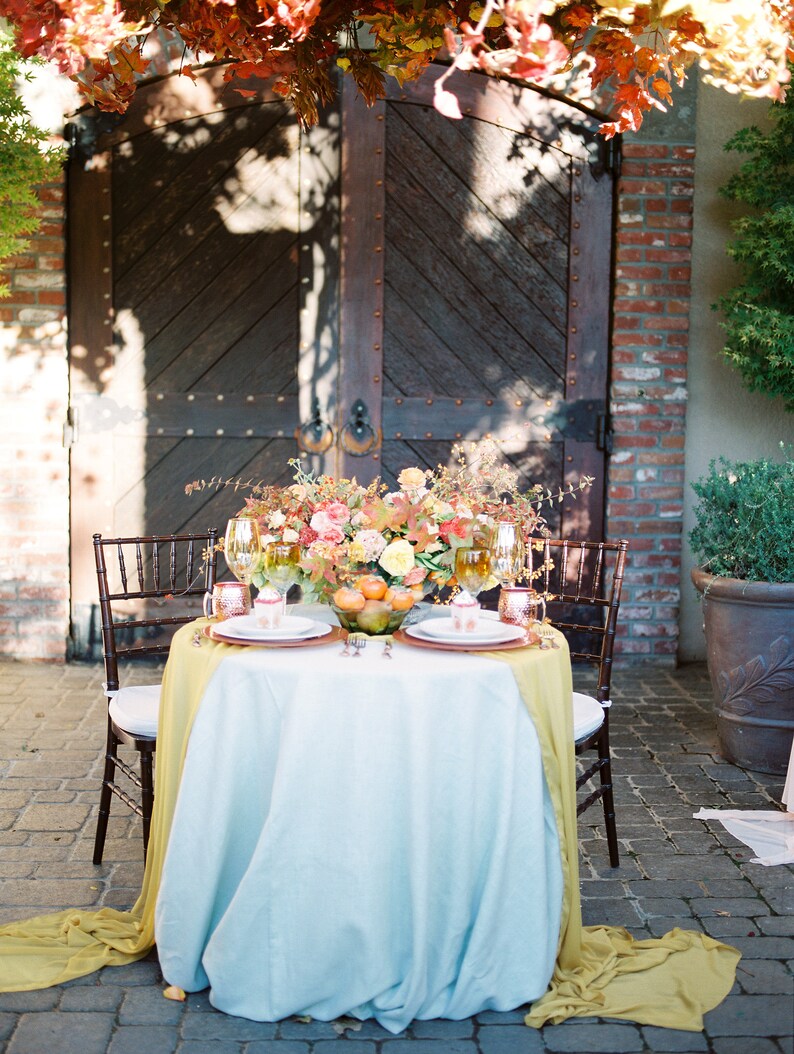 Chemin De Soie Mariage Jaune Moutarde Nappe De Mariage Etsy