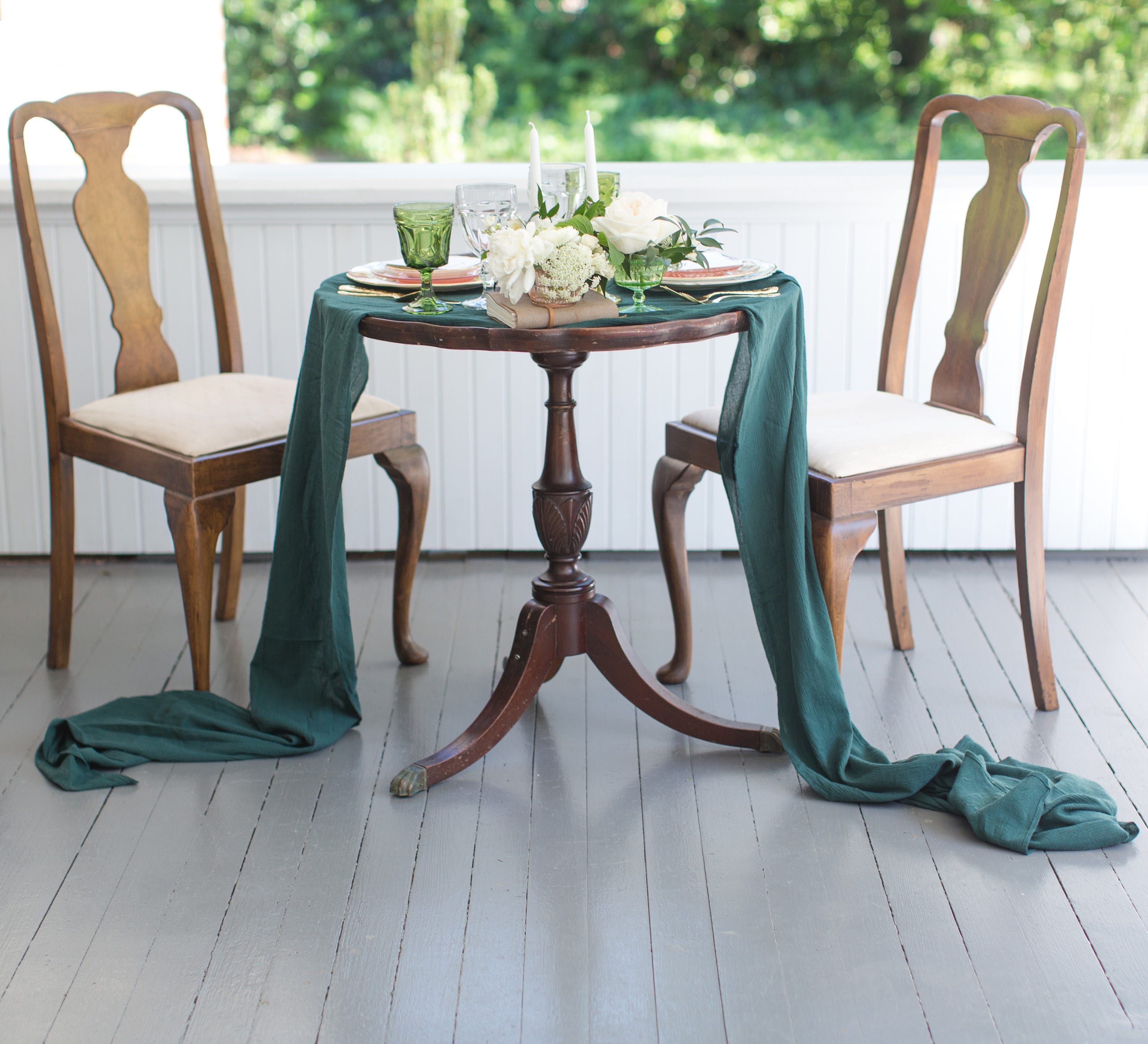 Gauze Table Hunter Green Wedding Green Tablecloth Gauze Etsy