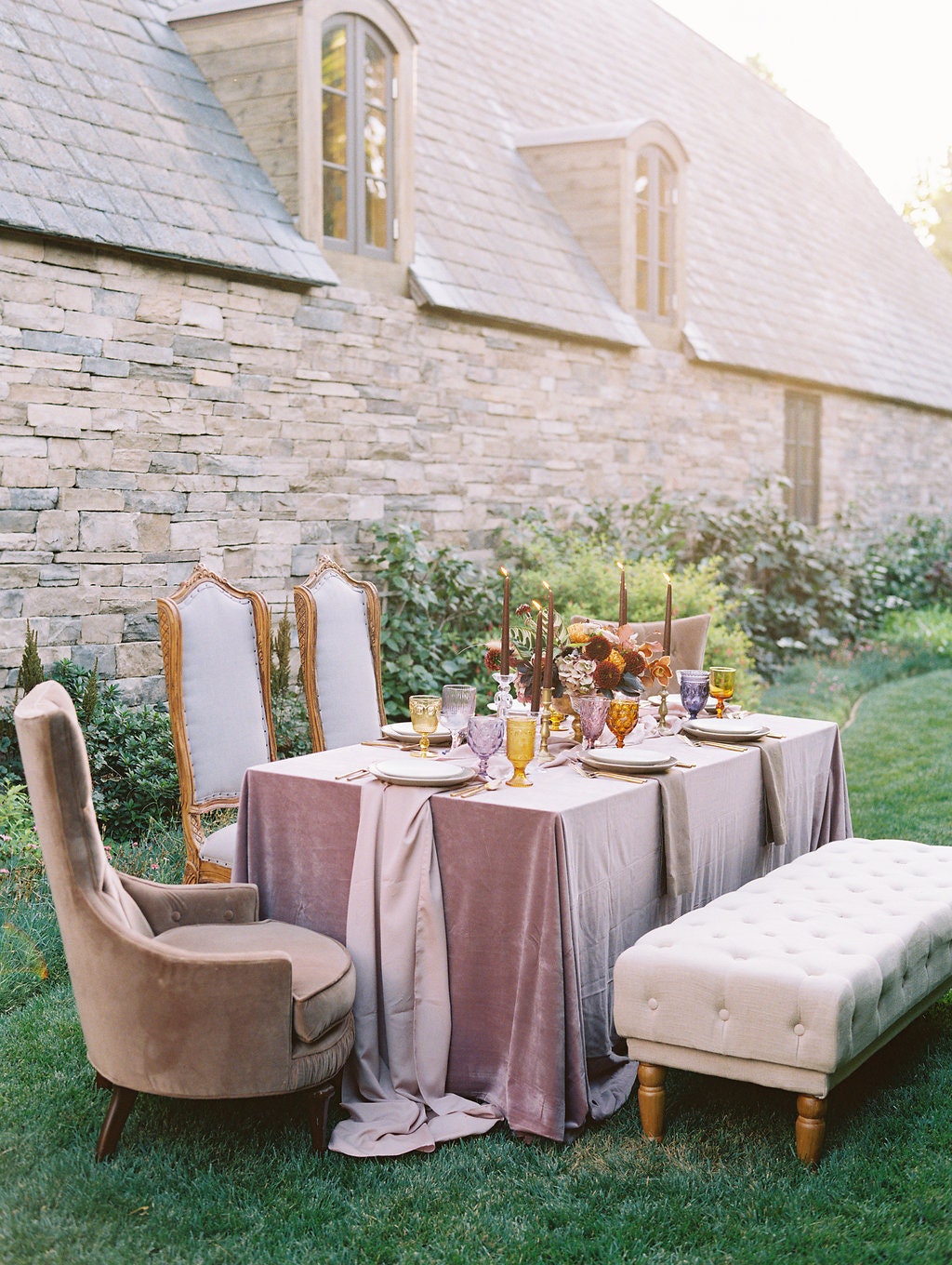 velvet tablecloth Velvet table linen mauve wedding decor