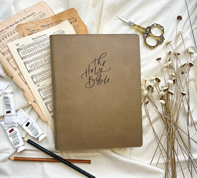 Custom KJV Single Column Journaling Bible - with Faux Leather Cover | Laser Engraved Faux Leather Bible