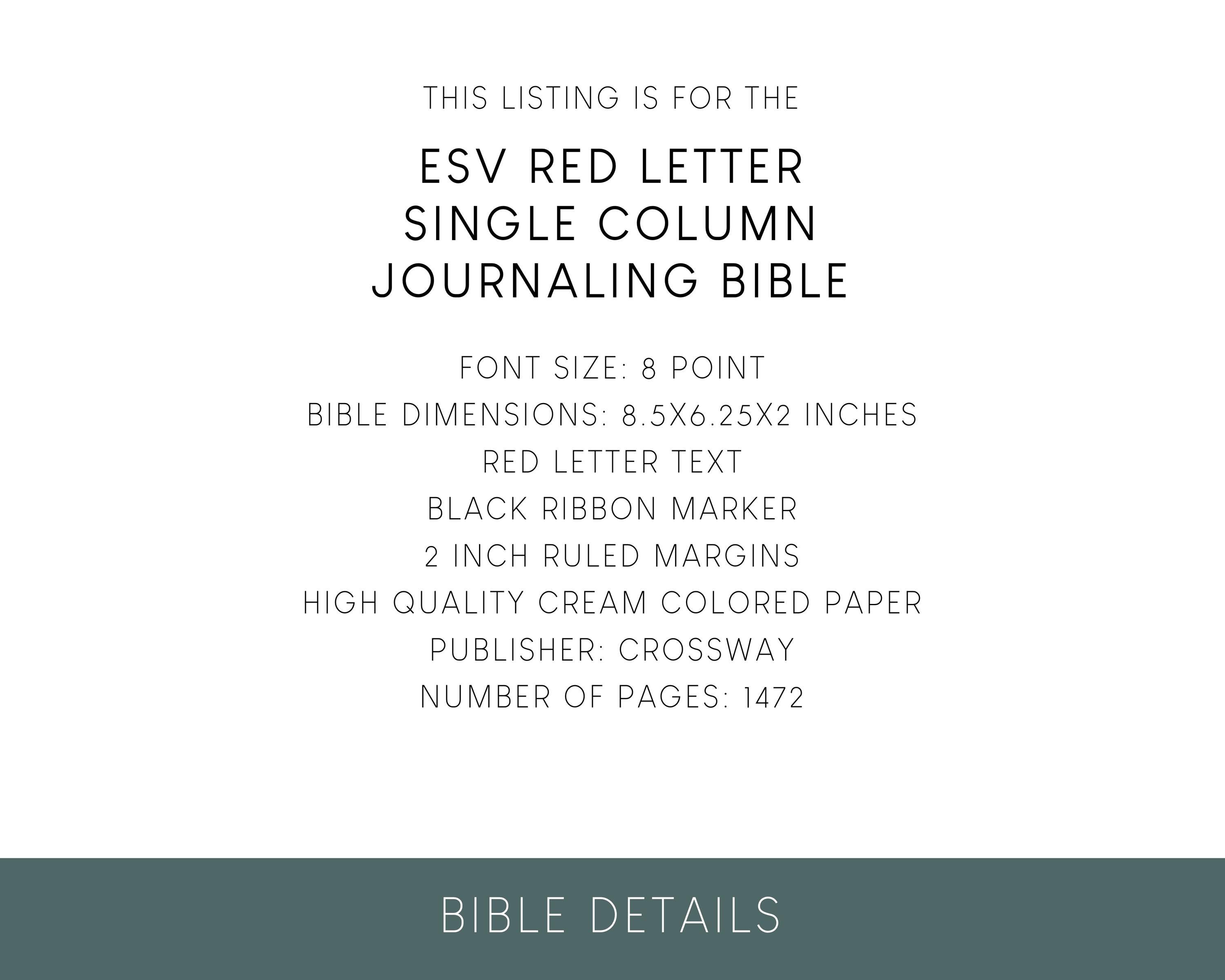 Custom ESV Red Letter Journaling Bible With Laser Engraved Faux Leather ...