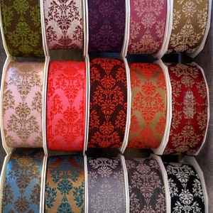 Ruban câblé avec bordure métallique en fil damas, 1,5 po. de large, 15 couleurs, anniversaire de mariage, Saint-Valentin, décoration, Noël, couronnes, garnitures artisanales au Royaume-Uni,