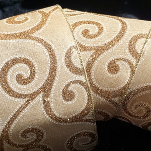 4 « Toile de jute en lin de luxe avec rouleaux de paillettes d’or Ruban de bord de fil filaire, décor, mariage, Noël, arcs, couronne extra large uk vendeur