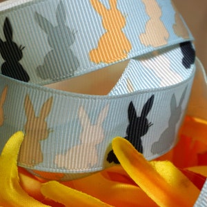 22mm (1") GrosgrainBand Blaue Osterhasen Hasen Hase, Geburtstage, Geschenke, Kuchen, Bastelbogen Kranz