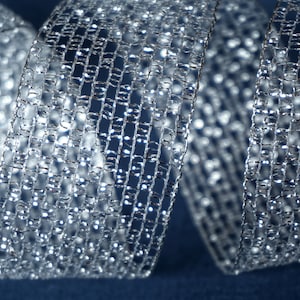 Stunning Metallic Silver Mesh Wired Wire Edged Ribbon, 3m x  1.5&quot; wide  Christmas, Gifts Wreathes,  craft uk ribbon, trim, Weddings