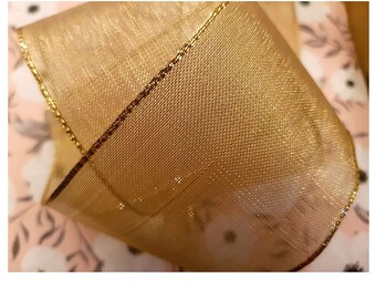 The Best French Wire Edged Wired edge  Gold Organza Ribbon, 3m x  2.5&quot; wide  Christmas, Gifts Wreathes,  craft uk ribbon, trim, Weddings