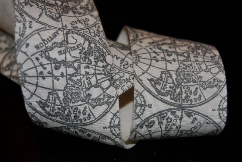 Vintage World Atlas Linen Ribbon, 2