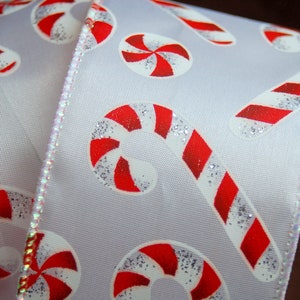 Rode en zilveren glitter zuurstokken 2.5 "Wide Wire Edged Ribbon Glitter Kerst verjaardagsfeestjes Klatergoud strikken kransen UK verkoper