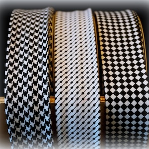 Black and White Monochrome  Double Fold Bias Binding Tape 30mm 1.5"  trim sewing Quilting UK seller  Houndstooth Checquer board, Polka dot