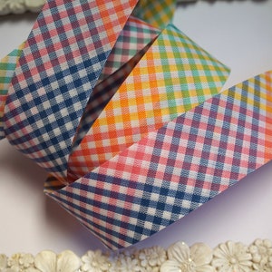 Guingão multicolorido | Arco-íris |Encadernação polarizada | Fita de viés | Dobra Dupla | 30mm | Acolchoado | 100% algodão | Rosa | Azul| amarelo| Verde