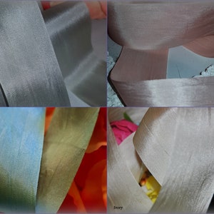 100 % Seide Habotai Hand gefärbt Band 1,25" breit. Weich fließenden Vintage, Hochzeit, Floristik, Borten, Elfenbein, rosa, grün, grau, grau