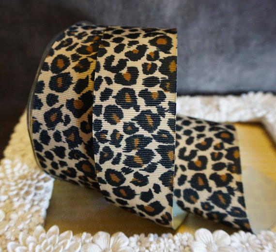 Leopard Grosgrain Animal Print Ribbon 1.5 38mm Wide price per