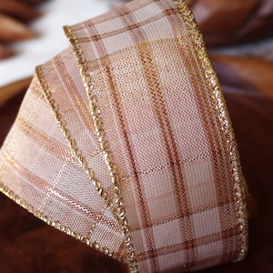 Rose Pink Gold Karo-Band, verdrahtet, Draht umrandet, 3m x 1,5 "breites Weihnachten, Geschenke Kränze, Handwerk uk band, trimmen, Hochzeiten