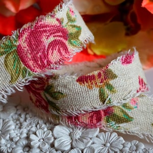 Vintage Rose Linnen Lint 1 " 25mm breed "verkocht Per Meter * Kaarten Bruiloft Ambachten Naaien Taarten Gunsten
