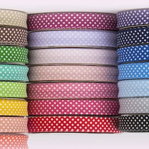 High Quality  Spotty Dotty Polka Dot  Double Fold Bias Binding Tape 18mm 3/4&quot;  craft trim sewing Quilting 16 colourways UK seller