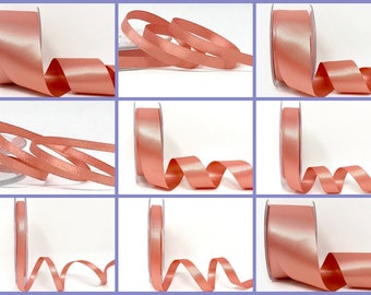 Rose Gold Ribbon I Satin Ribbon I Rose Gold Wedding Ribbon I Vintage  Ribbon I Ribbon I Peach pink ribbon I Bow making ribbon