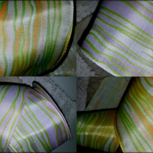 Fita de cetim ondulada com borda com fio de 2,5&quot;. Árvores de Páscoa, guirlandas, presentes, bolos, artesanato limão verde lavanda roxo branco amarelo