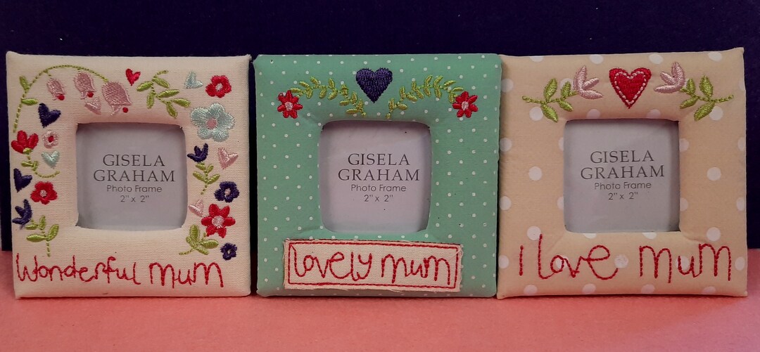 Mom Embroidered Frame Vintage Style Fabric Padded Embroidered Photo Picture Frame Mothers ...