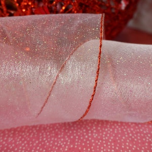 FITA QUEEN Sheer Glitter Organza Branca 2.5 "Fita de Arame Largo 3M Festas de Aniversário de Natal Laços de Ouropel