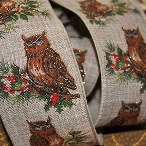 RIBBON QUEEN 2,5" bedrade draad vintage kerst jute jute lint uil en hulst bloemisterij versieringen krans boom