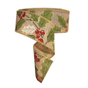 Classique Holly Berry Burlap Ruban filaire 1.5 « Glitter Wreath Ruban de Noël uk, garniture, fournitures de couture, Cake Bows Red Green