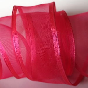 French Pink Organza Wired Wire edge Ribbon, 1.5&quot; wide Wedding ,Bridal, craft , trim, cake ribbon Wreath  UK seller