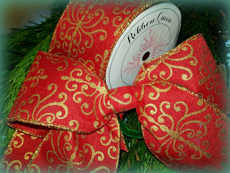Rose Gold Glitter Sparkle Encrusted Wire edged Wired Christmas Ribbon 2.5/" wide