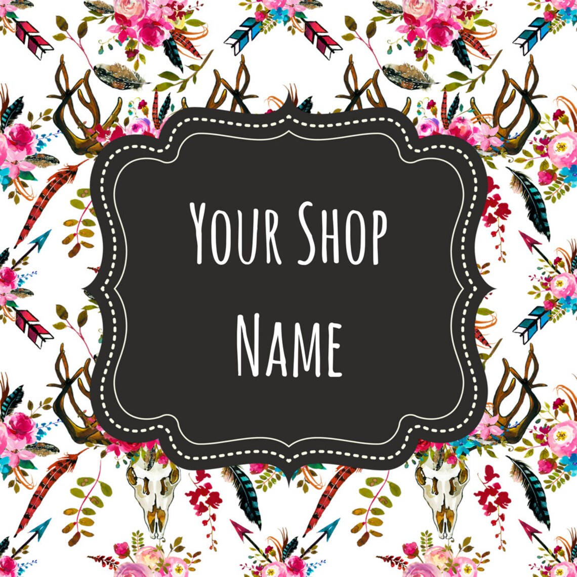 Etsy Shop Icon Premade Icon Boho Shop Icon Deer Antlers Etsy