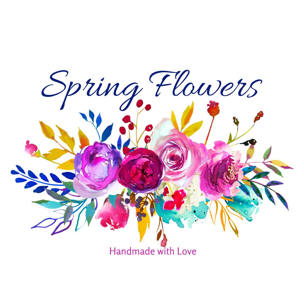 Premade Logo Spring Flowers Floral Logo Floral Bouquet Etsy
